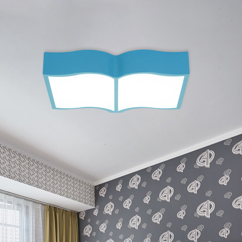 Book Acrylic Close to Ceiling Lamp Cartoon Led Red/Yellow/Blue Flush Mount Lighting for Living Room