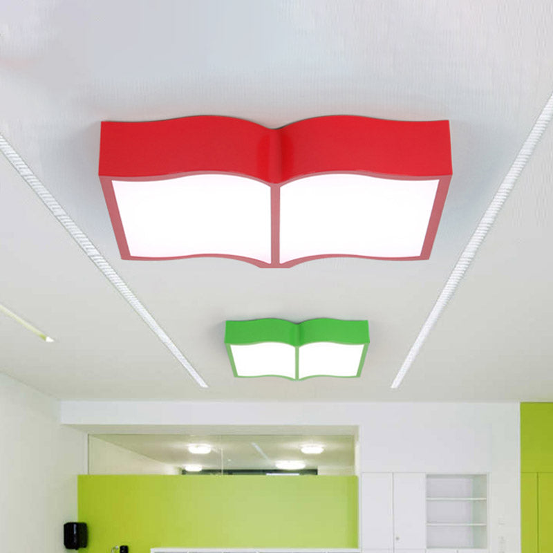 Book Acrylic Close to Ceiling Lamp Cartoon Led Red/Yellow/Blue Flush Mount Lighting for Living Room