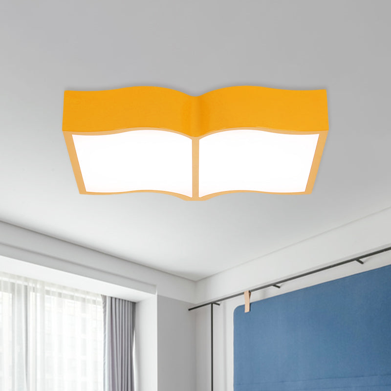 Book Acrylic Close to Ceiling Lamp Cartoon Led Red/Yellow/Blue Flush Mount Lighting for Living Room