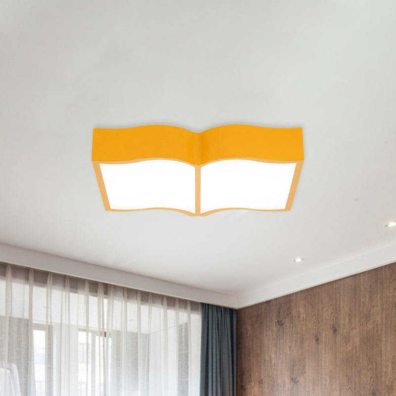 Book Acrylic Close to Ceiling Lamp Cartoon Led Red/Yellow/Blue Flush Mount Lighting for Living Room