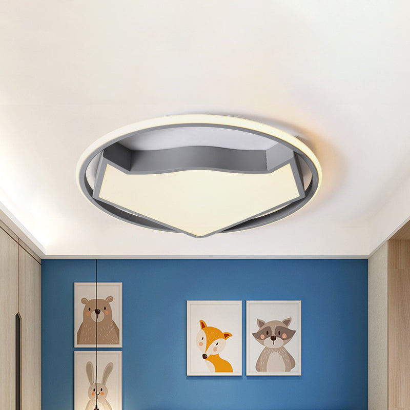 Cartoon Cat Light Fixture Fixture Acrylique Led Kids Bedroom Flush Mounted Lighting in Black / Gray