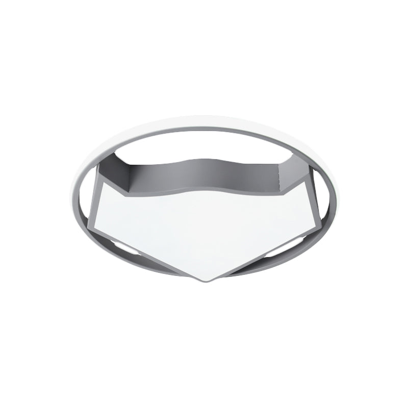 Cartoon Cat Light Fixture Fixture Acrylique Led Kids Bedroom Flush Mounted Lighting in Black / Gray