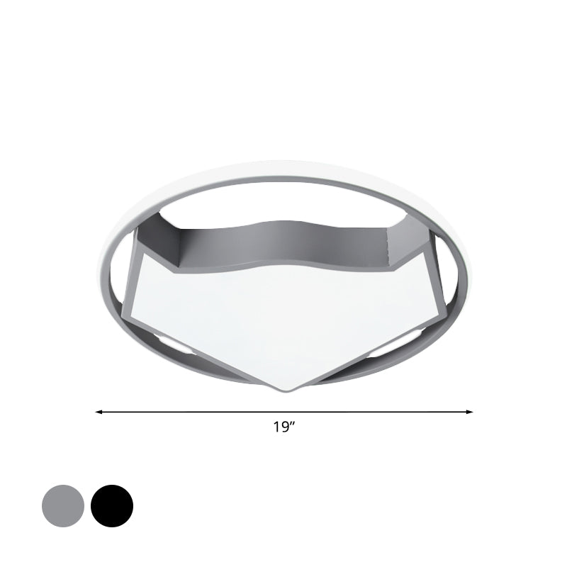 Cartoon Cat Light Fixture Fixture Acrylique Led Kids Bedroom Flush Mounted Lighting in Black / Gray