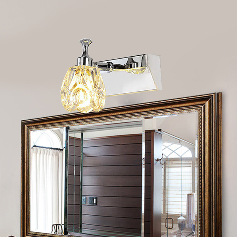 CHROME 1/2/3 LIGHT Vanité Lumière Minimal Fleute Crystal Flower Murce Flower in Warm / White Light