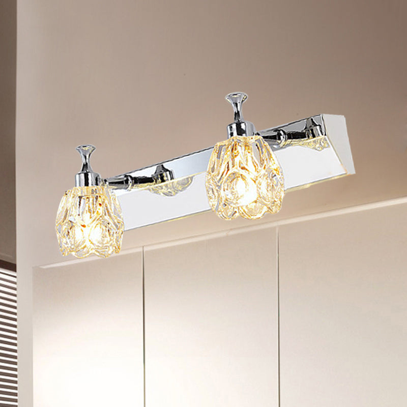 CHROME 1/2/3 LIGHT Vanité Lumière Minimal Fleute Crystal Flower Murce Flower in Warm / White Light