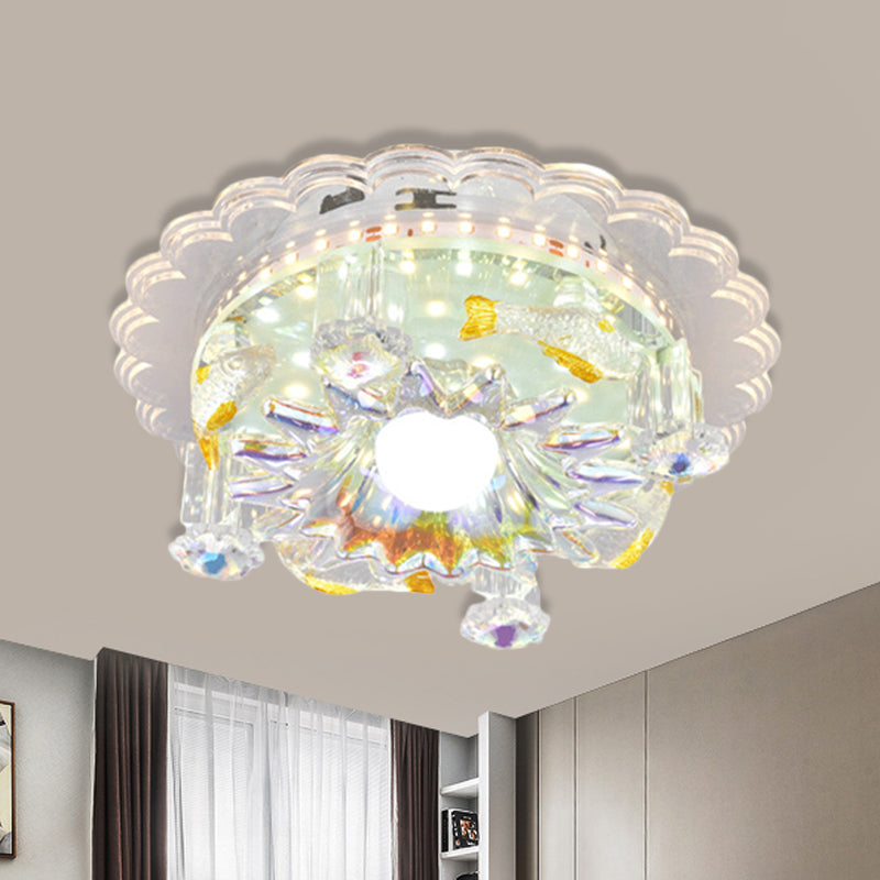 5-Light Flush Mount Leuchtenbefestigung Minimal Rund/Quadratisch Klare Kristall Deckenmontage mit Blumengattung