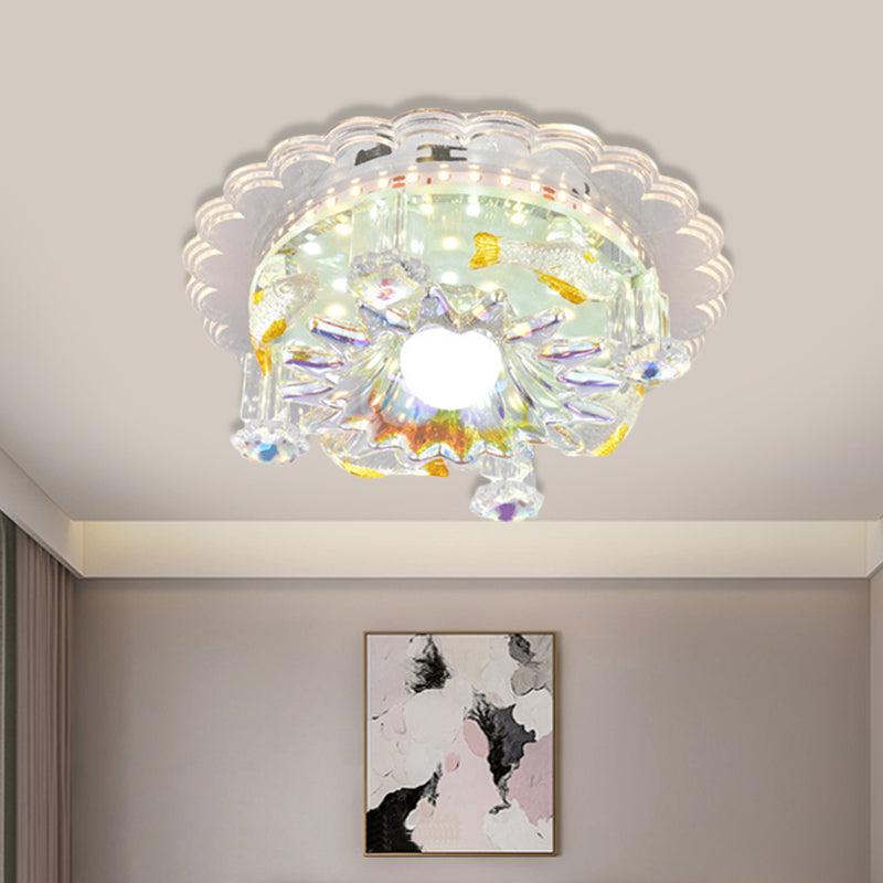 5-Light Flush Mount Leuchtenbefestigung Minimal Rund/Quadratisch Klare Kristall Deckenmontage mit Blumengattung