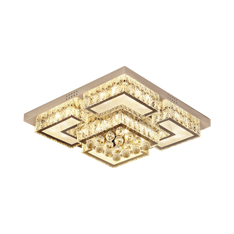 LED Faceted Crystal Flush Ceiling Light Fixture Modern Chrome Crystal Orb Bedroom Flush Mount