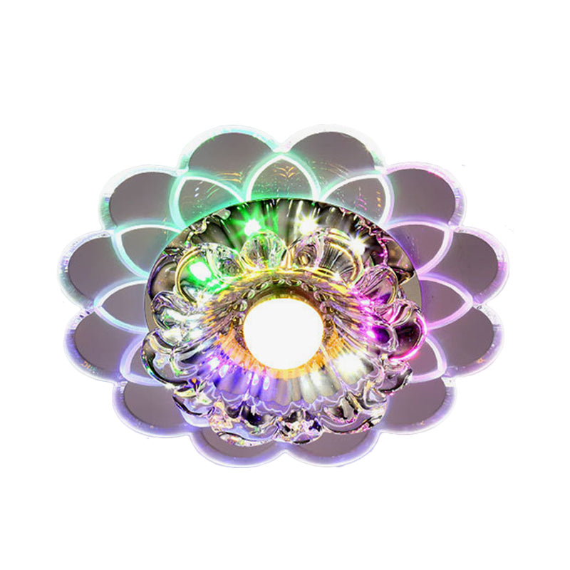 Luminaire encastré à fleurs en cristal clair, plafond LED Simple pour couloir, lumière chaude/multicolore
