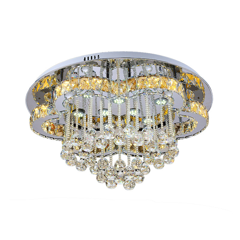LED Crystal Orb Ceiling Light Fixture Minimal Chrome Finish Flower Living Room Flush Mount Lamp