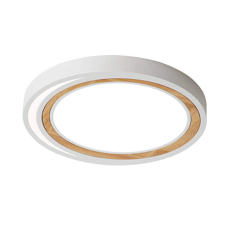 Kids Drum Ceiling Lighting Acrylic Led Bedroom Flush Mount Fixture in White/Pink/Green with Wood Ring