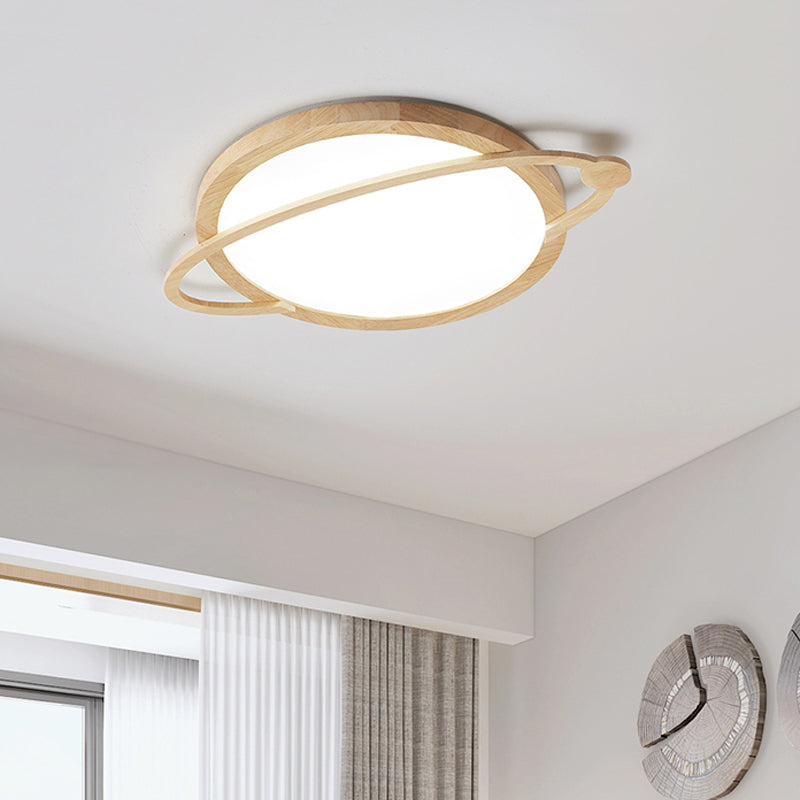 Hout Saturn Inbouwlamp Kinder Led Acryl Dicht bij Plafond Verlichtingsarmatuur voor Slaapkamer