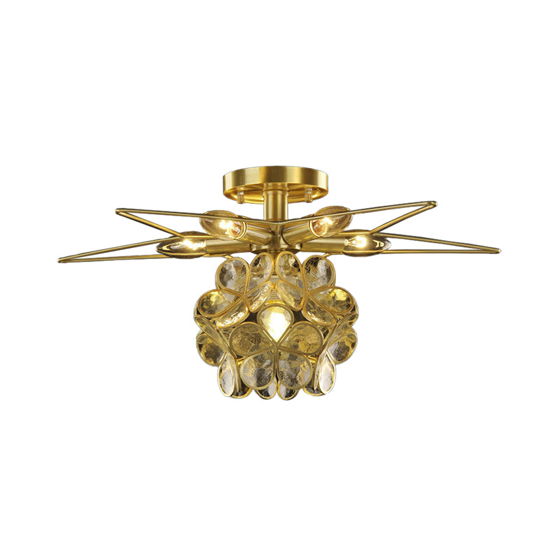 Star Metal Close to Ceiling Light Contemporary 1 Light Pink/White/Blue Semi-Flush Mount Lighting