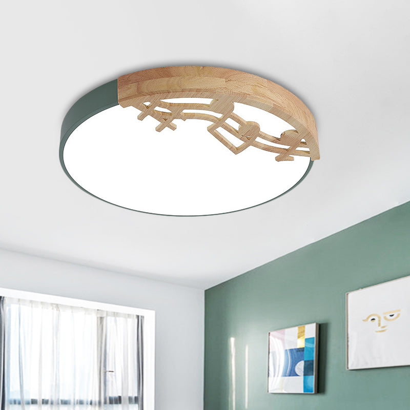 Plafonnier Led contemporain avec abat-jour en acrylique, luminaire rond vert/blanc/gris pour chambre à coucher