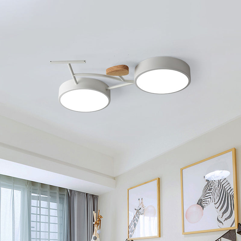 Led Bedroom Lighting Fixture Creative Gray/White/Green Close to Ceiling Light with Bike Acrylic Shade