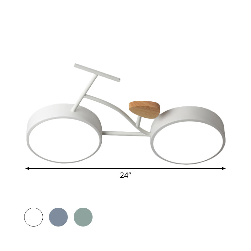 Led Bedroom Lighting Fixture Creative Gray/White/Green Close to Ceiling Light with Bike Acrylic Shade
