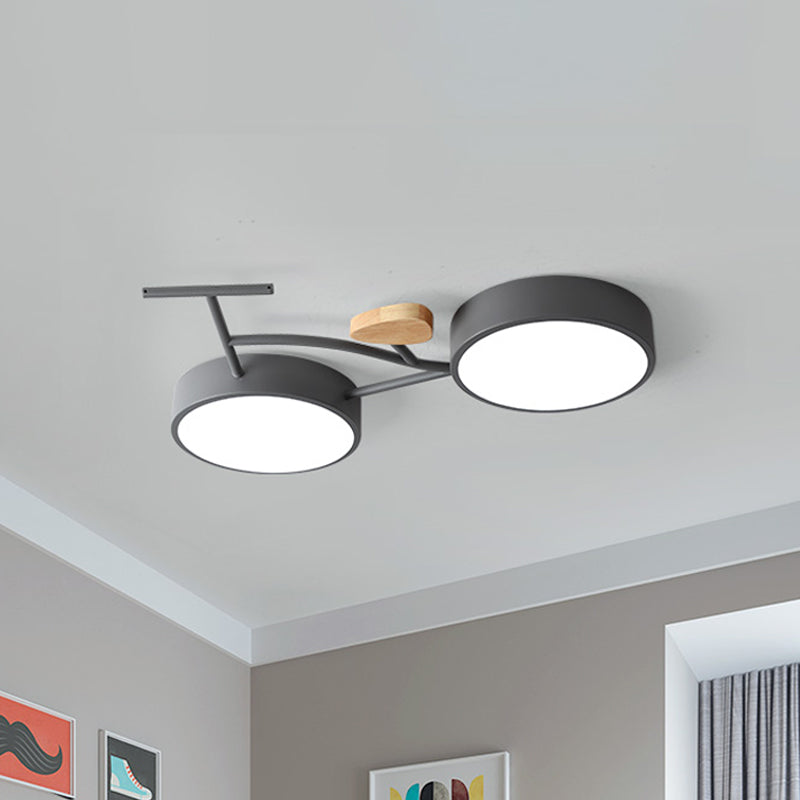 Led Bedroom Lighting Fixture Creative Gray/White/Green Close to Ceiling Light with Bike Acrylic Shade
