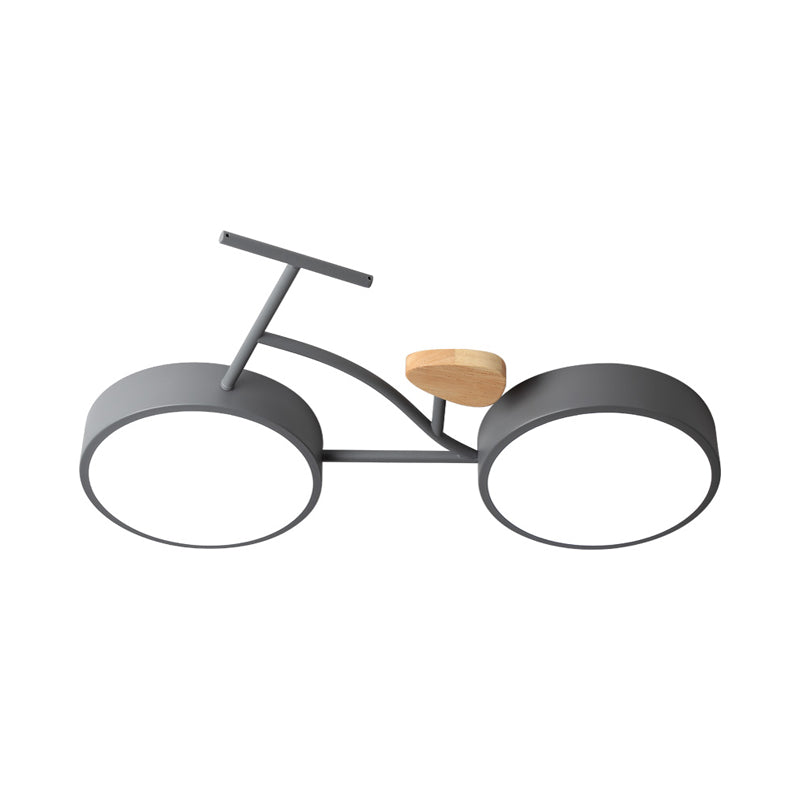 Led Bedroom Lighting Fixture Creative Gray/White/Green Close to Ceiling Light with Bike Acrylic Shade