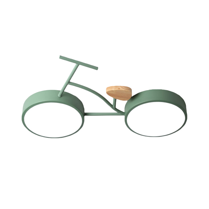 Led Bedroom Lighting Fixture Creative Gray/White/Green Close to Ceiling Light with Bike Acrylic Shade