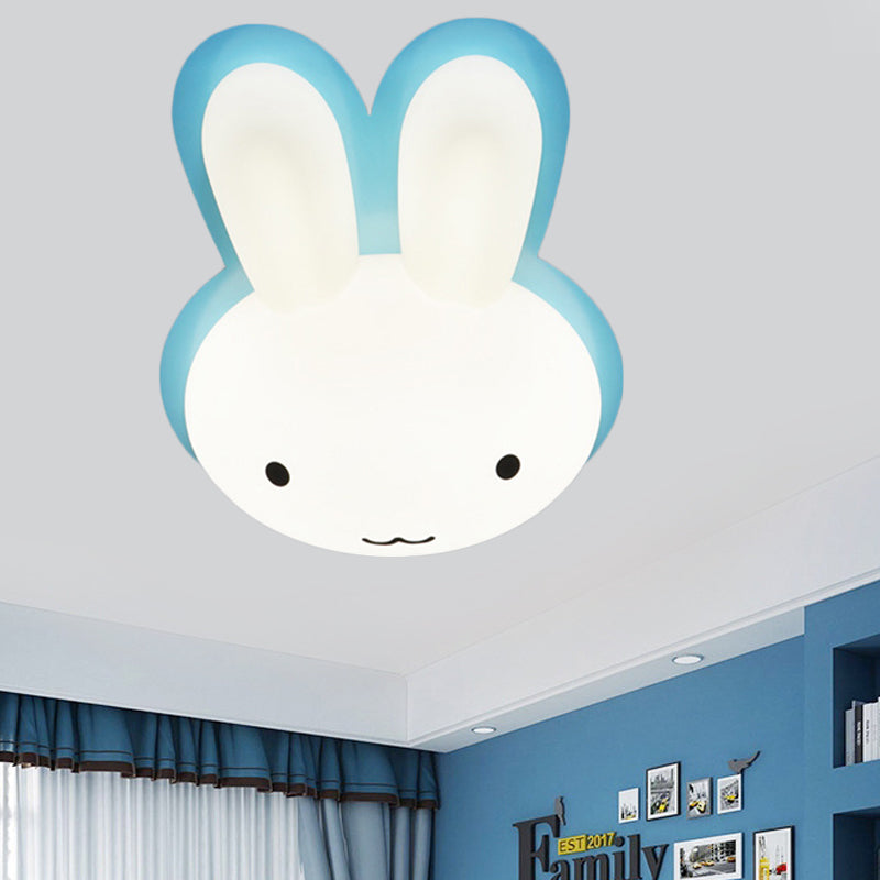 Cartoon LED Ceiling Flush Mount Pink/Blue Moon and Rabbit/Rabbit Flushmount Lighting with Acrylic Shade for Baby Room