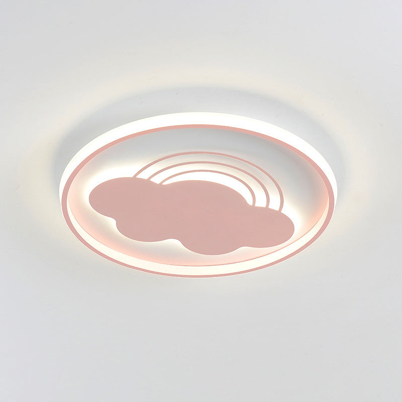 Rainbow Extra Thin Iron Ceiling Lamp Cartoon Pink/Blue LED Flush Mount Light Fixture for Kindergarten