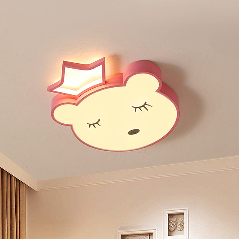 Sleeping Bear Prince Plafonnier en acrylique à LED rose/blanc avec lumière chaude/blanche