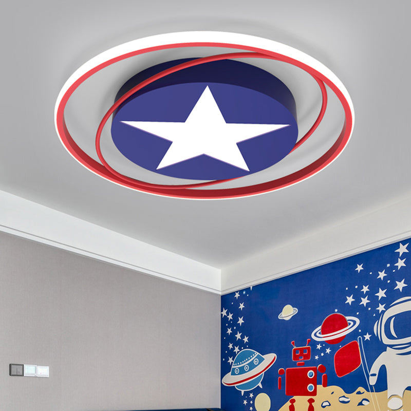 Lámpara de techo LED Comic Star and Orbit, iluminación empotrada de acrílico para dormitorio infantil para niños, en azul oscuro