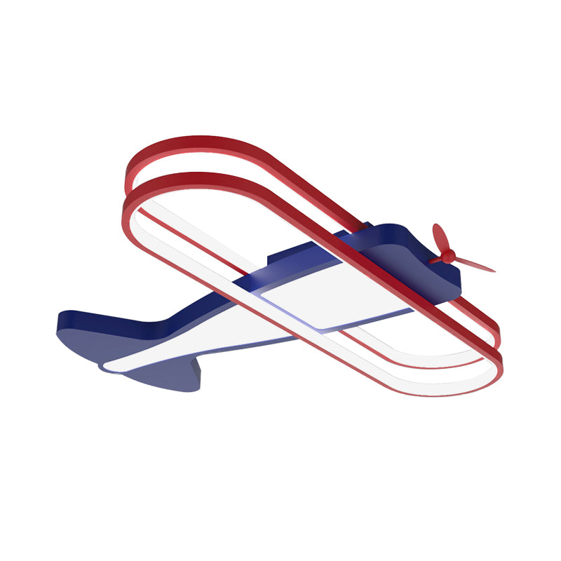 Aluminum Airplane Flush Ceiling Light Cartoon Dark Blue LED Flush Mount Lighting Fixture