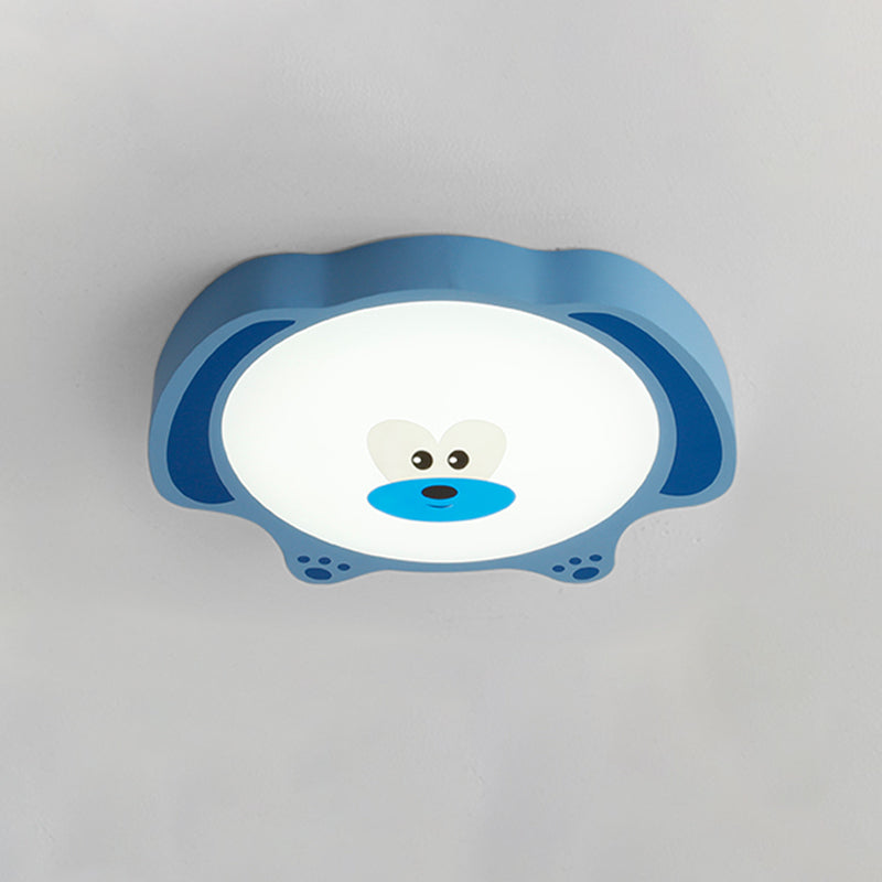 Cartoon Bear Acrylic Ceiling Fixture LED Flush Mount Recessed Lighting in Blue/Pink for Kids Room
