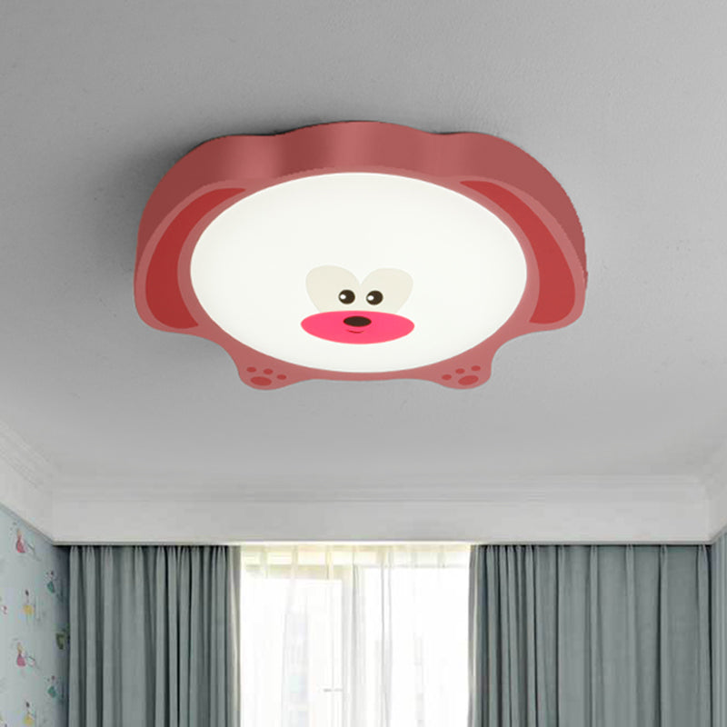 Cartoon Bear Acrylic Ceiling Fixture LED Flush Mount Recessed Lighting in Blue/Pink for Kids Room