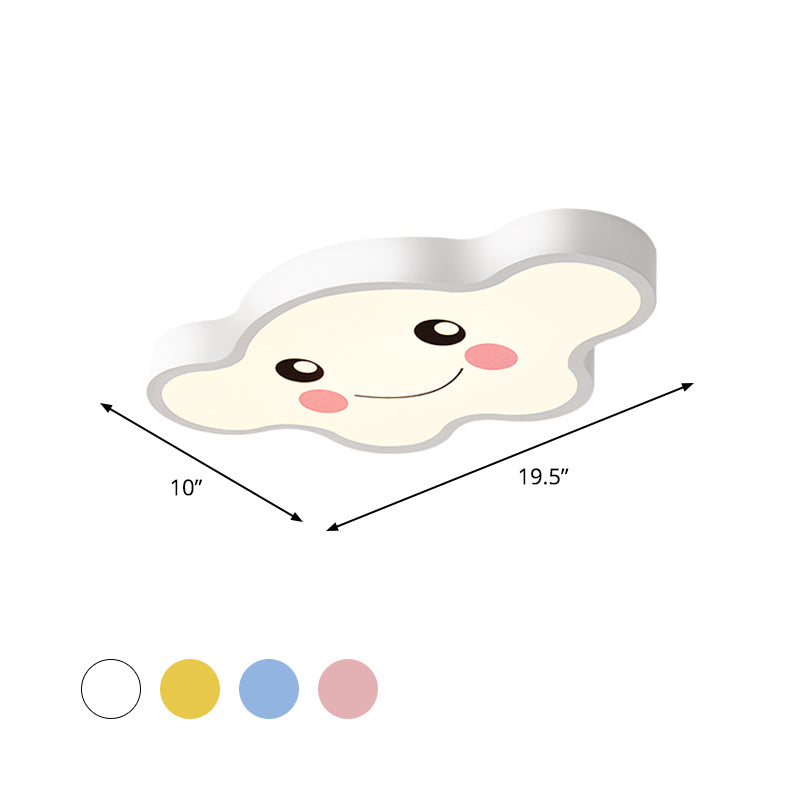 Plafonnier LED pour chambre d'enfants, dessin animé, blanc/rose/bleu, luminaire encastré avec abat-jour en acrylique avec sourire/chien