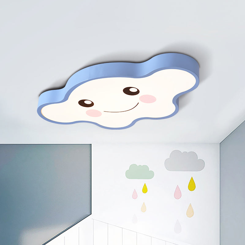 Plafonnier LED pour chambre d'enfants, dessin animé, blanc/rose/bleu, luminaire encastré avec abat-jour en acrylique avec sourire/chien