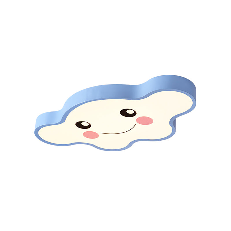 Plafonnier LED pour chambre d'enfants, dessin animé, blanc/rose/bleu, luminaire encastré avec abat-jour en acrylique avec sourire/chien