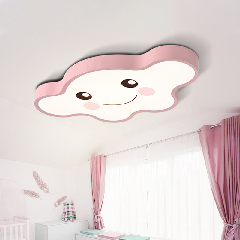 Plafonnier LED pour chambre d'enfants, dessin animé, blanc/rose/bleu, luminaire encastré avec abat-jour en acrylique avec sourire/chien