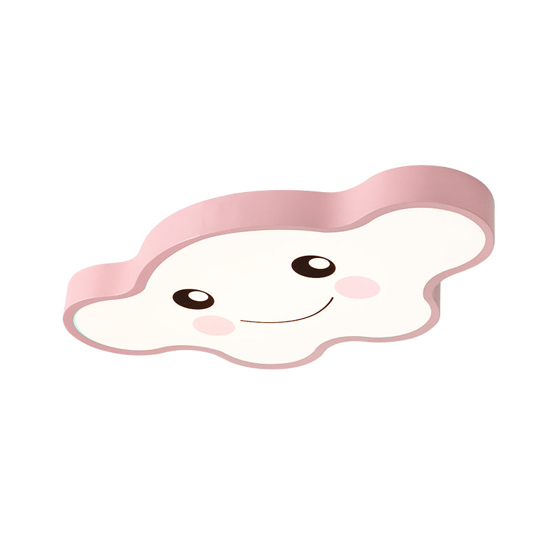 Plafonnier LED pour chambre d'enfants, dessin animé, blanc/rose/bleu, luminaire encastré avec abat-jour en acrylique avec sourire/chien