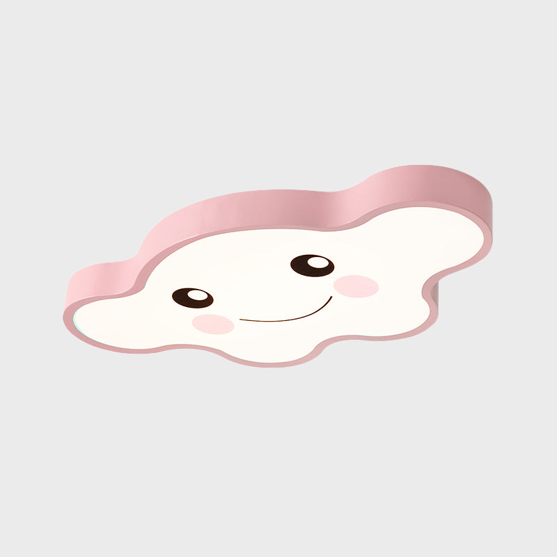 Plafonnier LED pour chambre d'enfants, dessin animé, blanc/rose/bleu, luminaire encastré avec abat-jour en acrylique avec sourire/chien