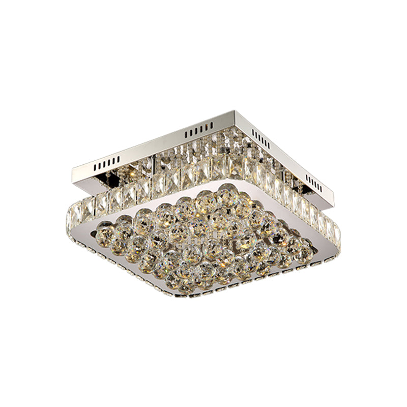 Clear Crystal Ball Square Flush Mount Lampe Minimal Stil LED Korridor Deckenleuchte in Chrome