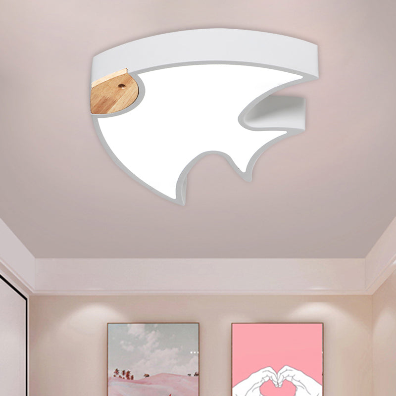 Fish-Shape Flush Lighting Nordic Acrylic White/Grey/Pink LED Flush Mounted Lamp Fixture for Bedroom