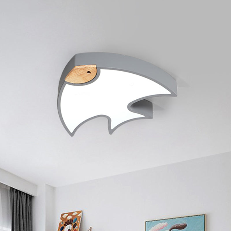 Fish-Shape Flush Lighting Nordic Acrylic White/Grey/Pink LED Flush Mounted Lamp Fixture for Bedroom