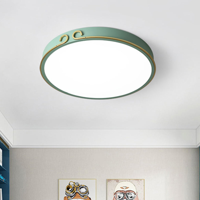 Acrylique Flushmount Macaron DEL Flush Mount Fixture in White / Grey / Green with Headband Deco