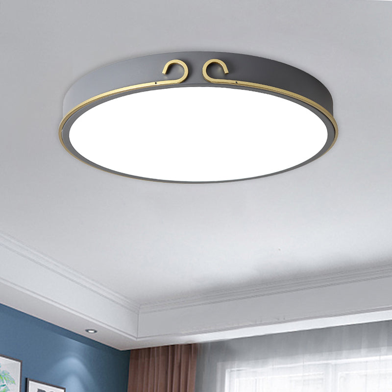 Acrylique Flushmount Macaron DEL Flush Mount Fixture in White / Grey / Green with Headband Deco