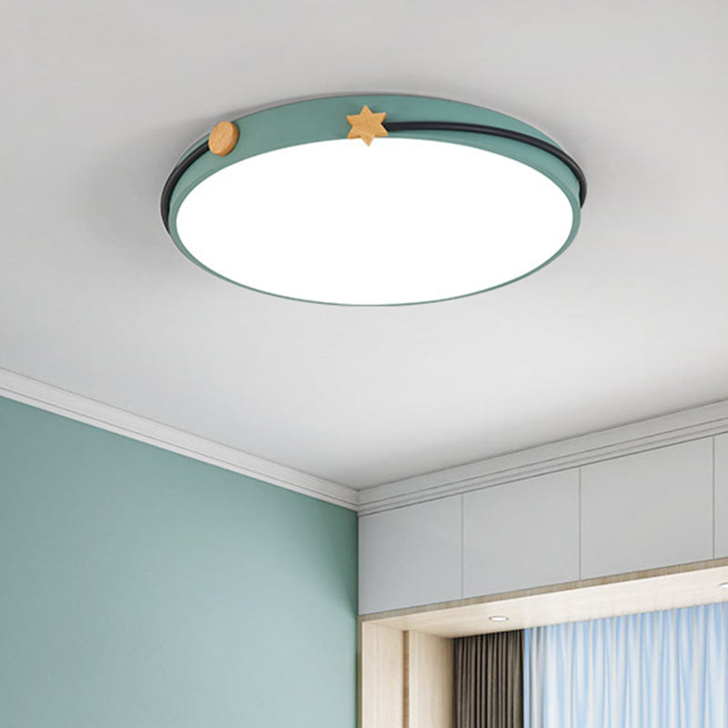 Plafonnier LED rond en acrylique, style nordique, blanc/vert/bleu, avec bandeau, décoration pour salon
