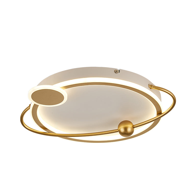Gold Round Flush Lamp Fixture with Starry Sky Design Nordic LED Acrylic Flush Mount in White/Warm Light