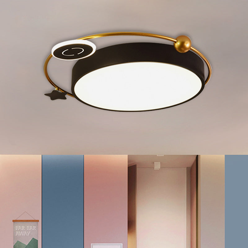 Cloud/Sun/Moon Shape Flush Mount Lighting Nordic Acrylic LED Bedroom Flush Lamp Fixture in Black and Gold