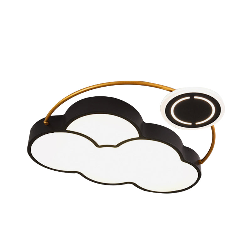 Cloud/Sun/Moon Shape Flush Mount Lighting Nordic Acrylic LED Bedroom Flush Lamp Fixture in Black and Gold