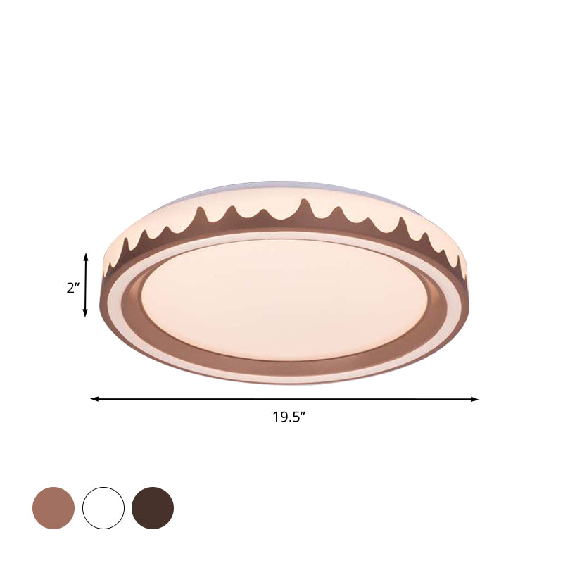 White/Gold/Coffee Circle Flush Light Fixture Modernist LED Acrylic Flush Mounted Lamp for Living Room