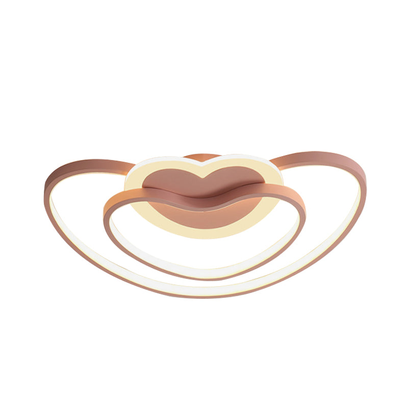 Plafonnier LED nordique avec abat-jour en acrylique blanc/rose/bleu, plafonnier à double cadre en forme de cœur aimant