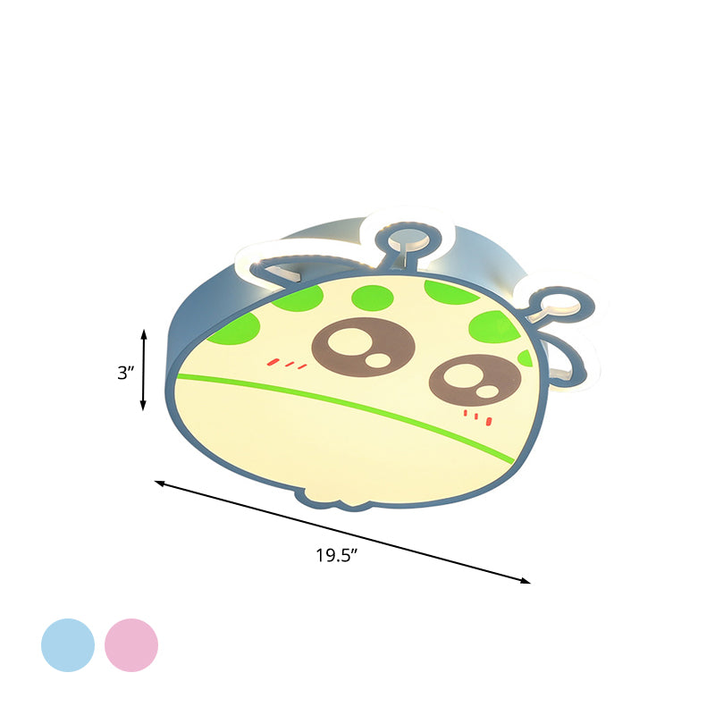 Giraffe Head Flush Ceiling Light Cartoon Acrylic Pink/Blue Finish LED Flush Mounted Lamp for Kids Room