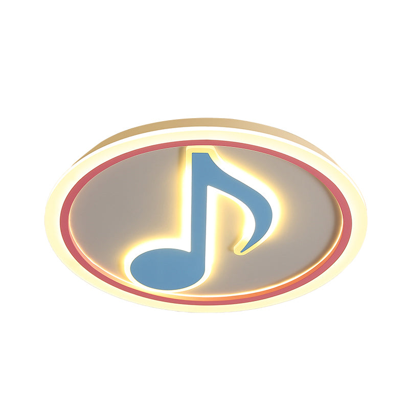 Blue Music Note Shaped Ceiling Lamp Creative LED Acrylic Flush Light in White/Warm Light