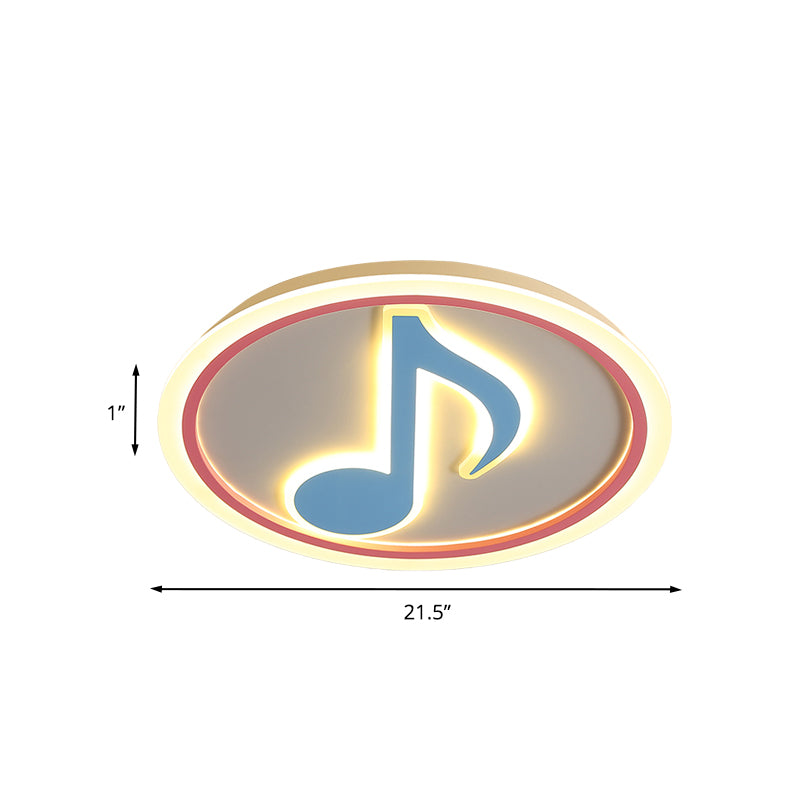 Blue Music Note Shaped Ceiling Lamp Creative LED Acrylic Flush Light in White/Warm Light